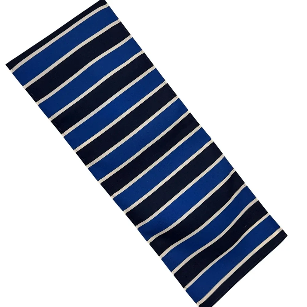 Nautical Stripe Table Runner Indoor Outdoor Decor Blue White Made in USA 72